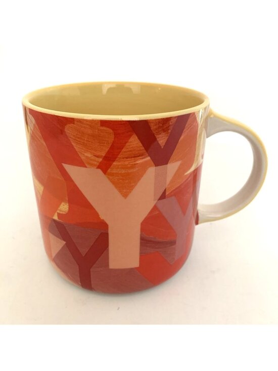 Anthropologie Other - Anthropologie Lottie Monogram Y Mug 16 oz Orange Red Initial Coffee Cup